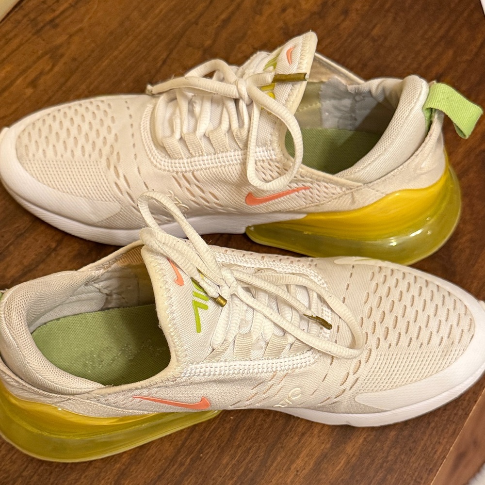 Nike Air Max 270 Cream with Yellow and Pink Accents